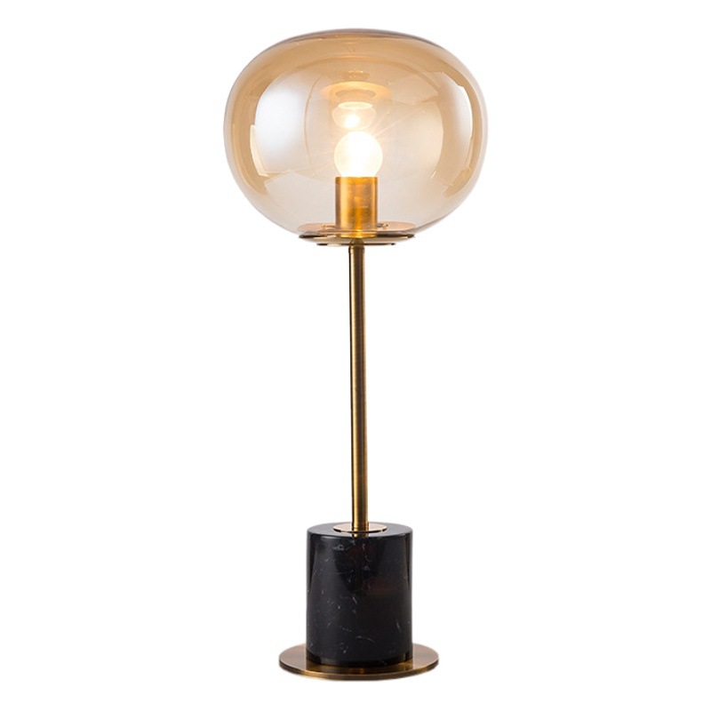 Lámpara de dormitorio de mármol, lámpara de noche de cristal decorativa de estilo americano para villas y hoteles, luz LED de ambiente de lujo.
