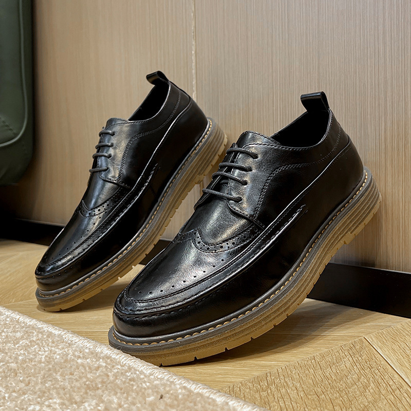 Zapatos de trabajo para hombres 2025 cuatro temporadas nuevos zapatos de cuero casuales para hombres británicos de negocios zapatos de suela gruesa para hombres image 5