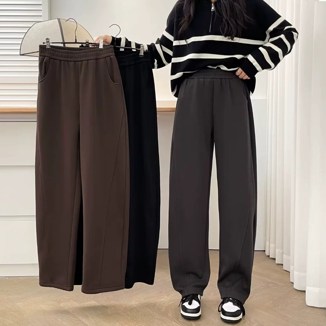 [Специальный] Осень и зима 200 фунтов жира ММ, покрывающий мясо, тонкий бархатные банановые брюки большого размера женские теплые повседневные брюки 5564