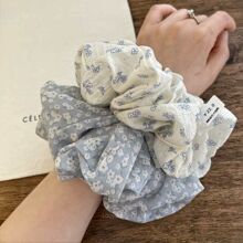 淡淡的蓝灰色 清新俏皮小雏菊头花 丸子头马尾洋气发圈大肠圈发圈
