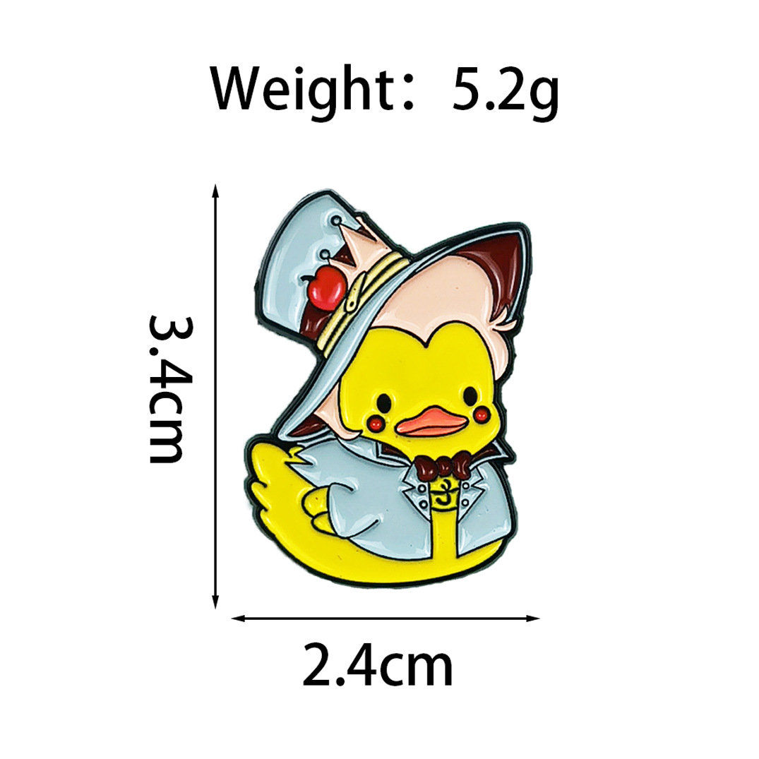 Broche con forma de pato amarillo frito fresco transfronterizo, bolso de pareja de dibujos animados lindo, accesorios fijos, pines de placa de aleación image 59