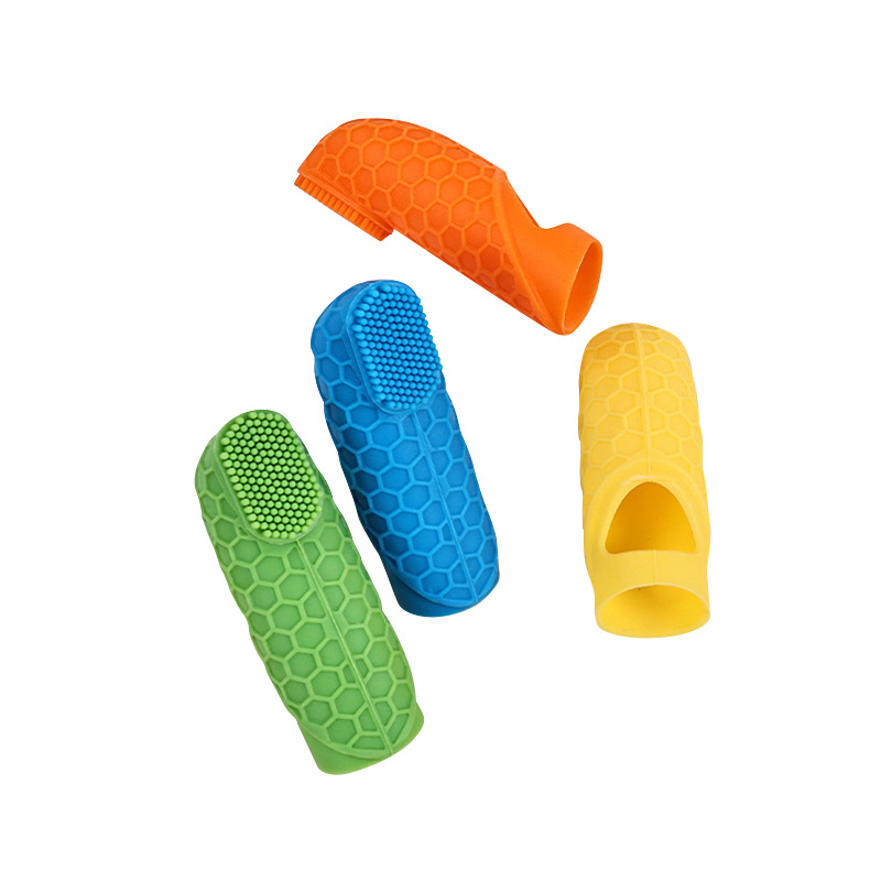 Transfronterizos venta caliente cepillo de dientes de mascotas silicona limpieza de dedos cepillo de dientes gatos perros herramientas de limpieza de dientes orales al por mayor