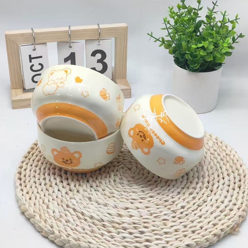 Tacos de arroz de cerámica, platos de postres caseros de alto valor, cubiertos de cerámica de color esmaltados, dibujos animados, lindos cubos de cerámica