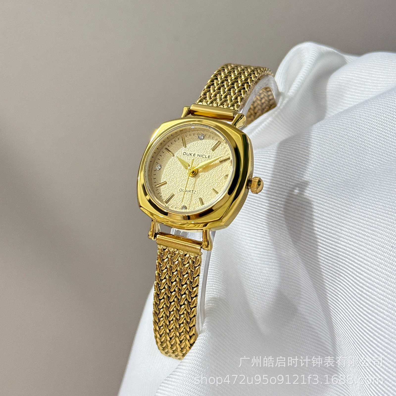 Duke Nicle High-End Fashion Elegant Simple Dot Diamond Wheat Mesh Belt Quartz Watch Women's Watch Waterproof Cross-Border