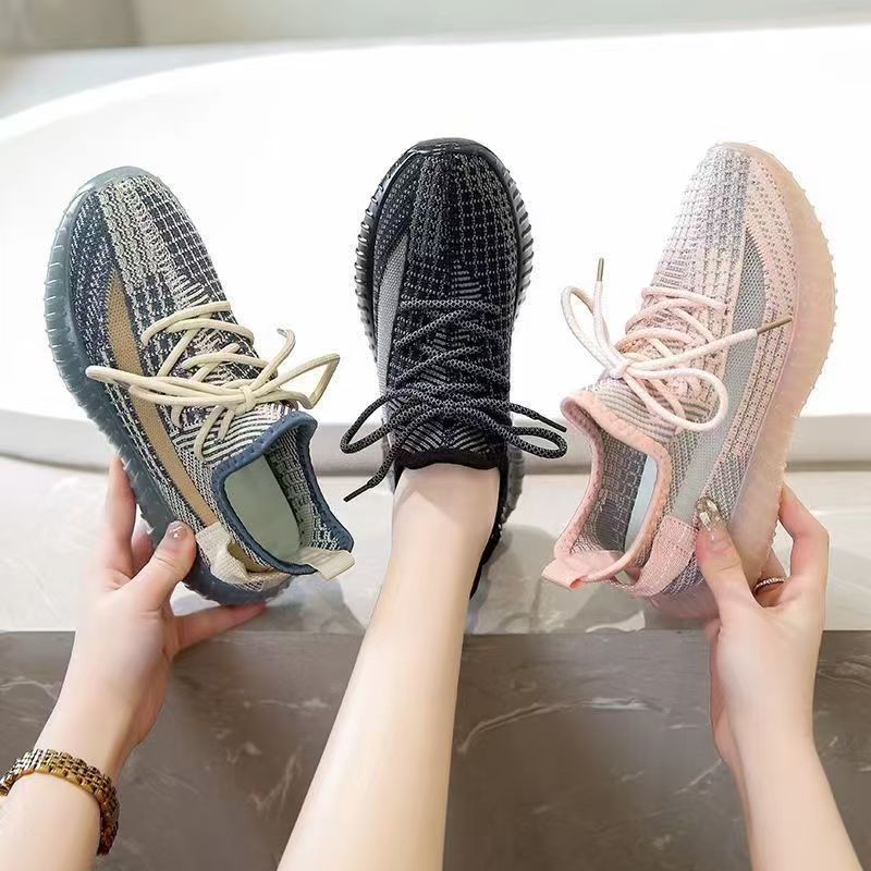 Men's Shoes Spring Coconut Shoes 350 Black Mesh Breathable Thin Shoes Casual Mesh Shoes Fly Woven Sports Shoes Trendy Shoes