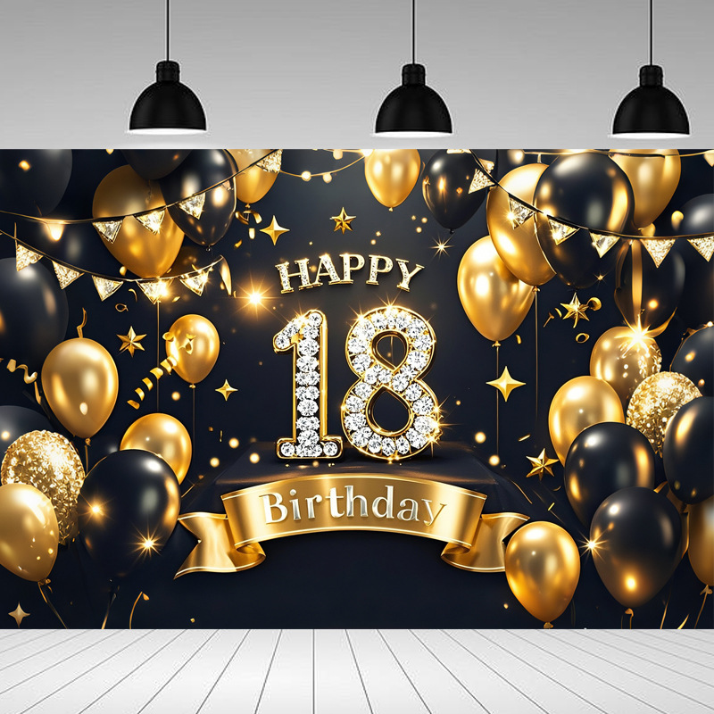 Nueva tela de fondo de feliz cumpleaños transfronteriza, carnaval de fiesta, serie principal de decoración de escenas, banner de cumpleaños