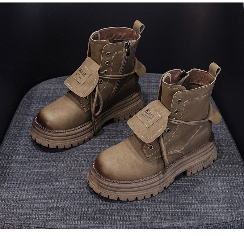 Boot Martin cổ ngắn nữ phong cách cổ điển đế dày đi du lịch leo núi — M2627 màu vàng một lớp lót trong, M2627 kaki một lớp bên trong chi tiết 21