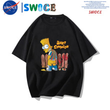 辛普森一家动漫周边纯棉短袖T恤男夏季青少年潮宽松落肩半袖上衣