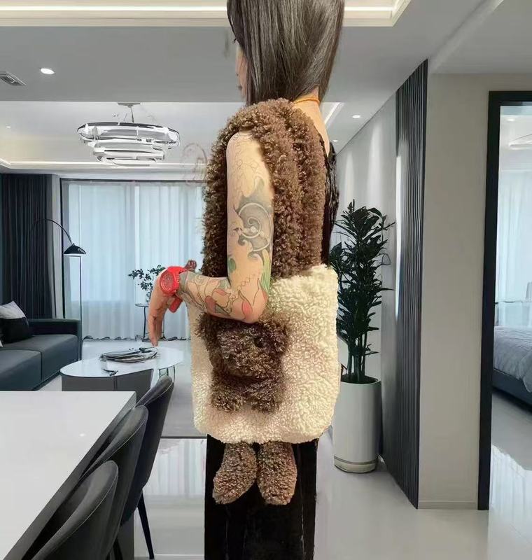 新款考拉熊毛绒托特女士单肩包大容量女可爱卡通小熊斜挎手提包包|undefined