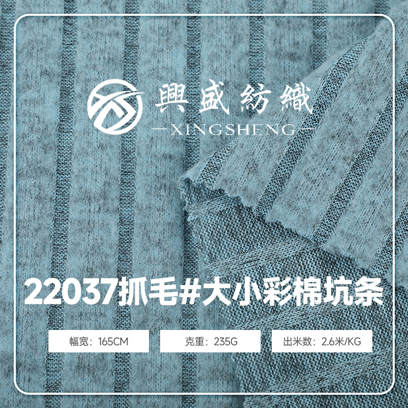 春夏现货235g网红打底女装T恤针织面料涤氨抓毛大小彩棉坑条布料