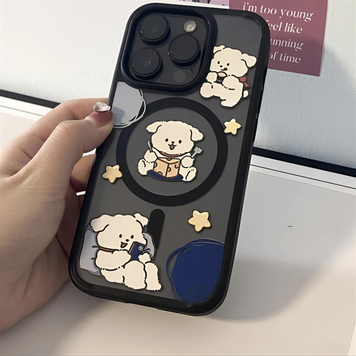 Magsafe Transparent Magnetic Case for Apple iPhone 15 Pro Max - New 13 Couples Cartoon 16 Anti-Slip 15