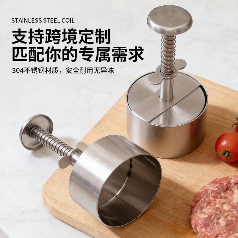 De acero inoxidable de prensa de tipo de acero hamburguesa de carne de prensa de la torta de carne molde que hace pastel de carne bola de arroz artefacto de prensa de la torta