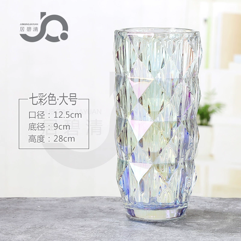 Glass Vase Rousseau Series, European-style Luxury, Black & Red Accent, 21×17.5×31.5 cm