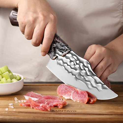 Longquan hand-forged butcher knife boning knife sharp fruit knife retro kitchen knife household small knife beef and mutton