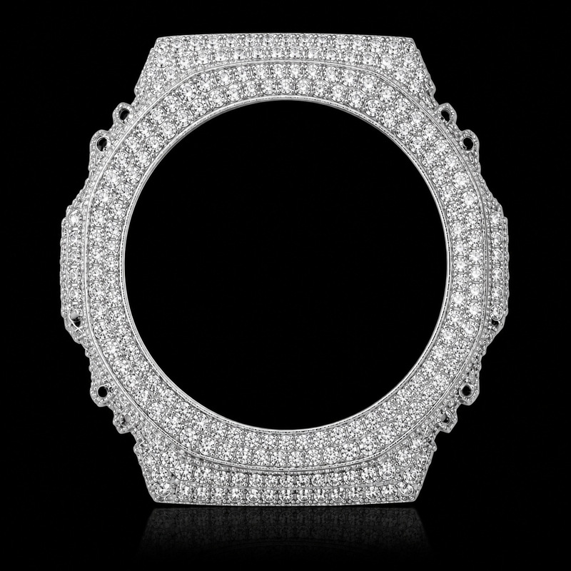 Simple octagonal case with full diamond accents, suitable for Casio GA-2100 G-SHOCK, modified for hip-hop and European/American style Simple octagonal case with full diamond accents, suitable for Casio GA-2100 G-SHOCK, modified for hip-hop and European/American style