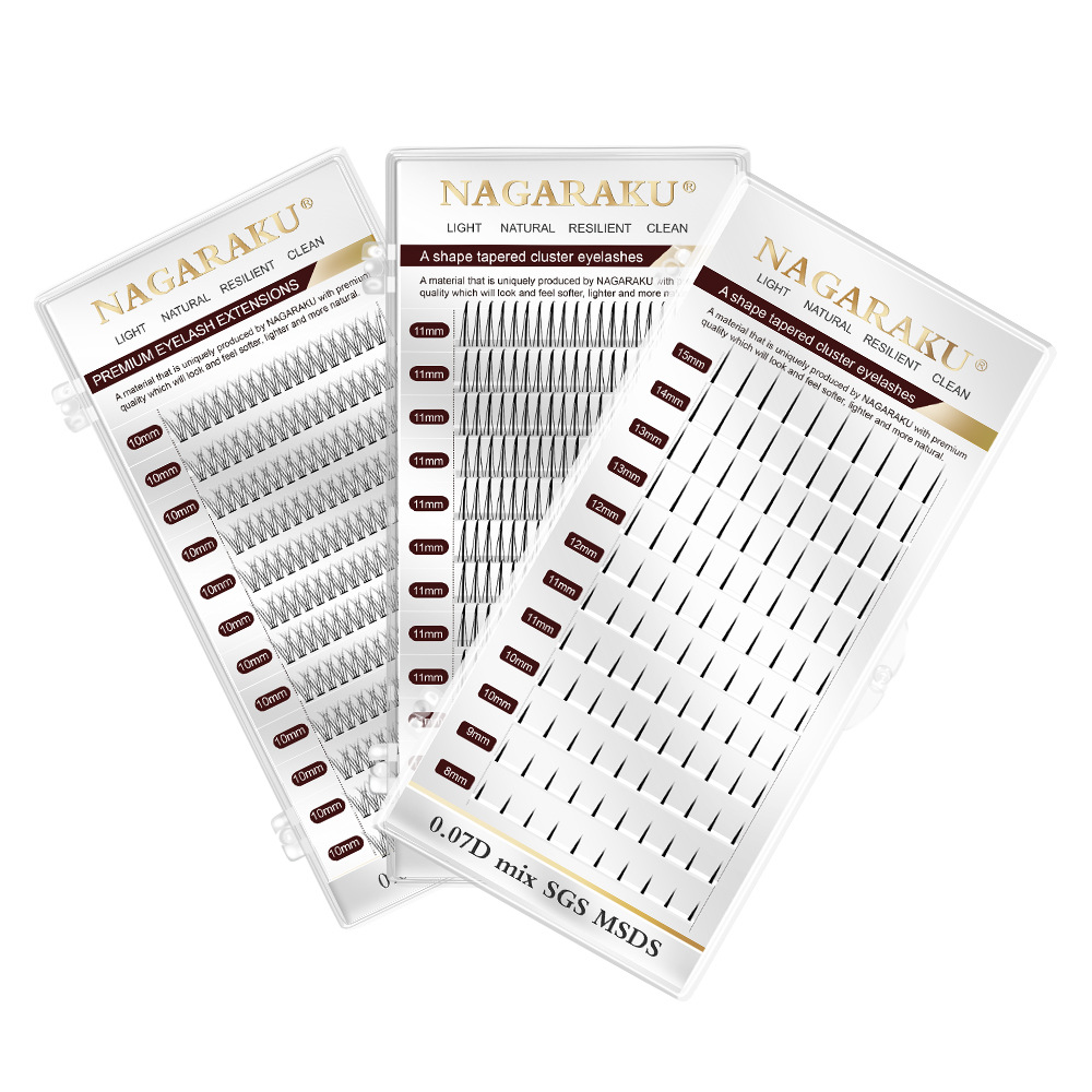 NAGARAKU12 fila de grandes envases de hadas pestañas Tipo una cola de pez pestañas postizas Barbie deforma injerto pestañas de belleza