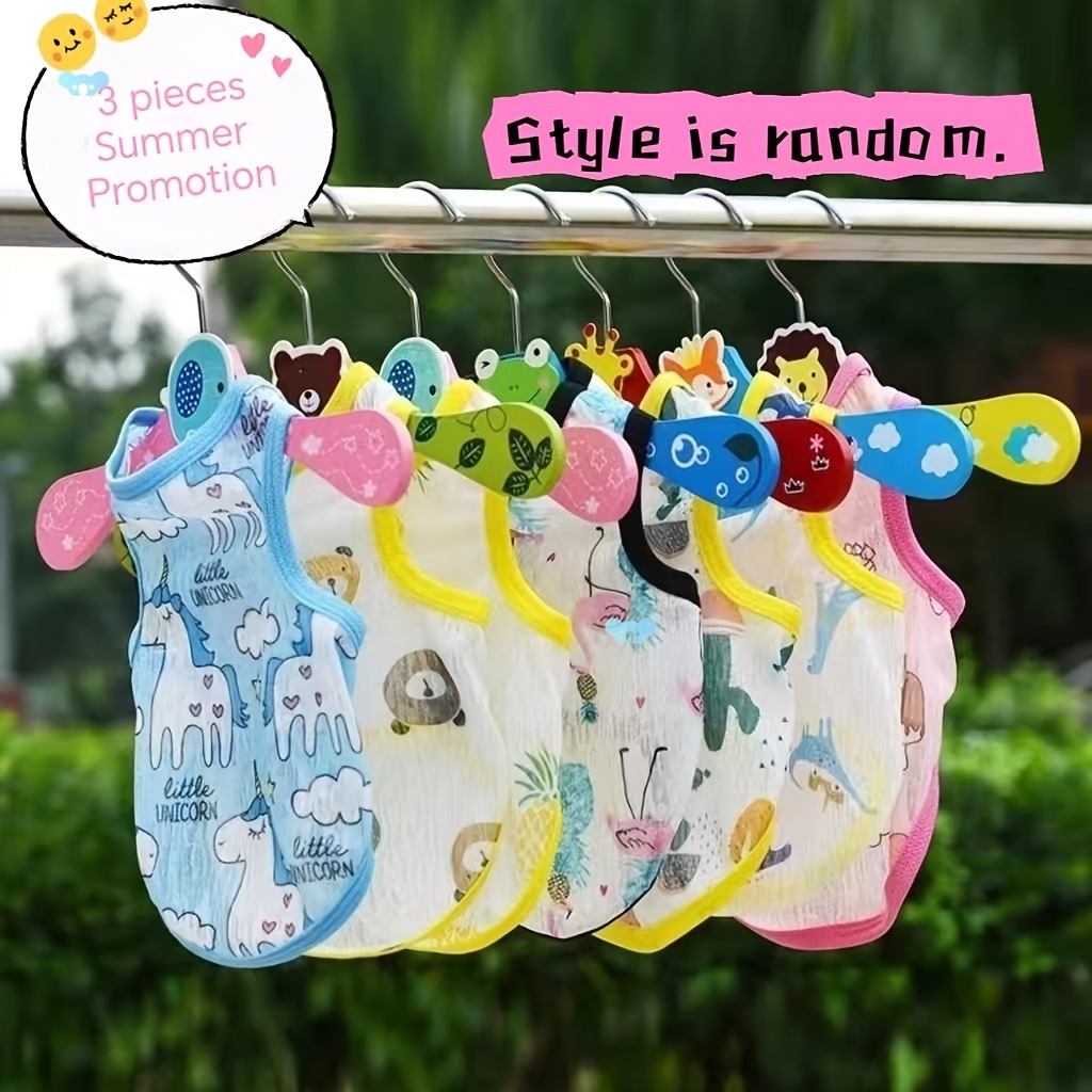 3pcs Of Random Style Pet Clothing: Adorable Breathable Dog