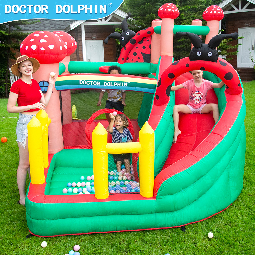 Doctor Dolphin | Castillo inflable pequeño hogar inflable deslizante mariquita de siete estrellas castillo inflable pequeño castillo doméstico