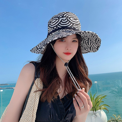 Women's Summer Cloud Fisherman Hat Sunshade Hat Korean Style Versatile Beach Vacation Wide Brim Face Covering Sun Hat