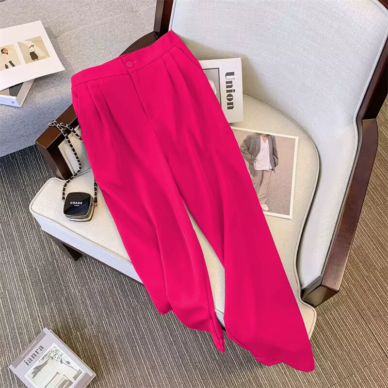 Высокие брюки с подвеской женские прямые свободные 2024 новые весенние и осенние повседневные широкие ноги пригородные черные брюки