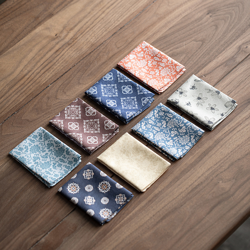 Chinese-style Square Double-sided Fleece Strong Absorbent Dry Bubble Tea Towel Household Tea Table Tablecloth Zen Style Pot Towel Tea Ceremony Accessories