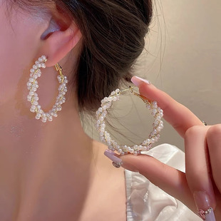 2025 Hot Style Flower New Niche Design High-End Pearl Large Earrings Feminine Accessible Luxury Tassel Ear Jewelry