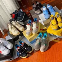 Putian Pure Original AJ4 Electric Mother Yellow White Oreo University Blue Joe 4 Универсальные спортивные баскетбольные кроссовки, увеличивающие рост, пара мужских туфель.