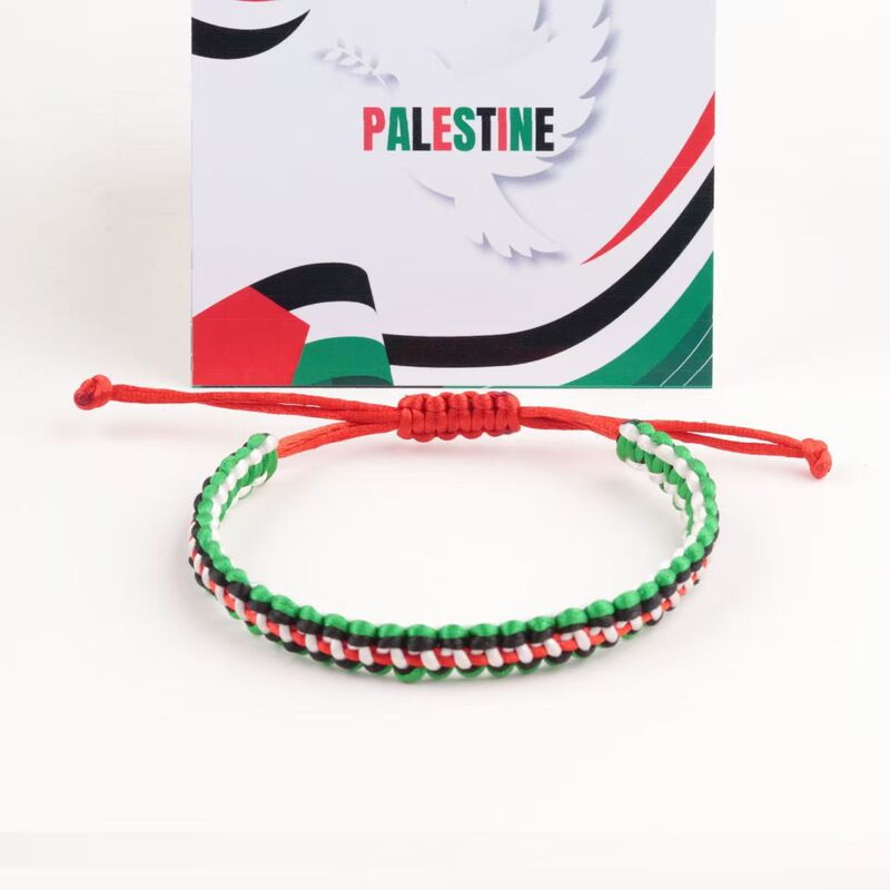 Cross-Border Bracelet Colorful Flag Color Hand-Woven Bracelet Irish American Palestinian Flag Woven Chain Cross-Border Bracelet Colorful Flag Color Hand-Woven Bracelet Irish American Palestinian Flag Woven Chain