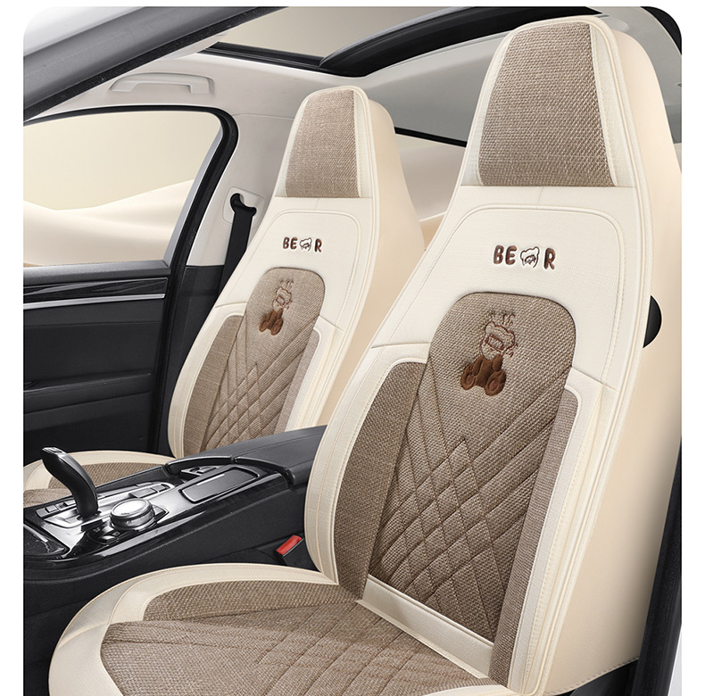 Cotton and Linen Car Seat Cushions for All Seasons, New Fabric Seat Cushions, Linen Seat Covers, Car Supplies, Seat Covers, All-Inclusive