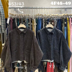 wj2025秋季新款女翻领日系棉衬衫宽松衬衣上衣开衫ins外贸印花