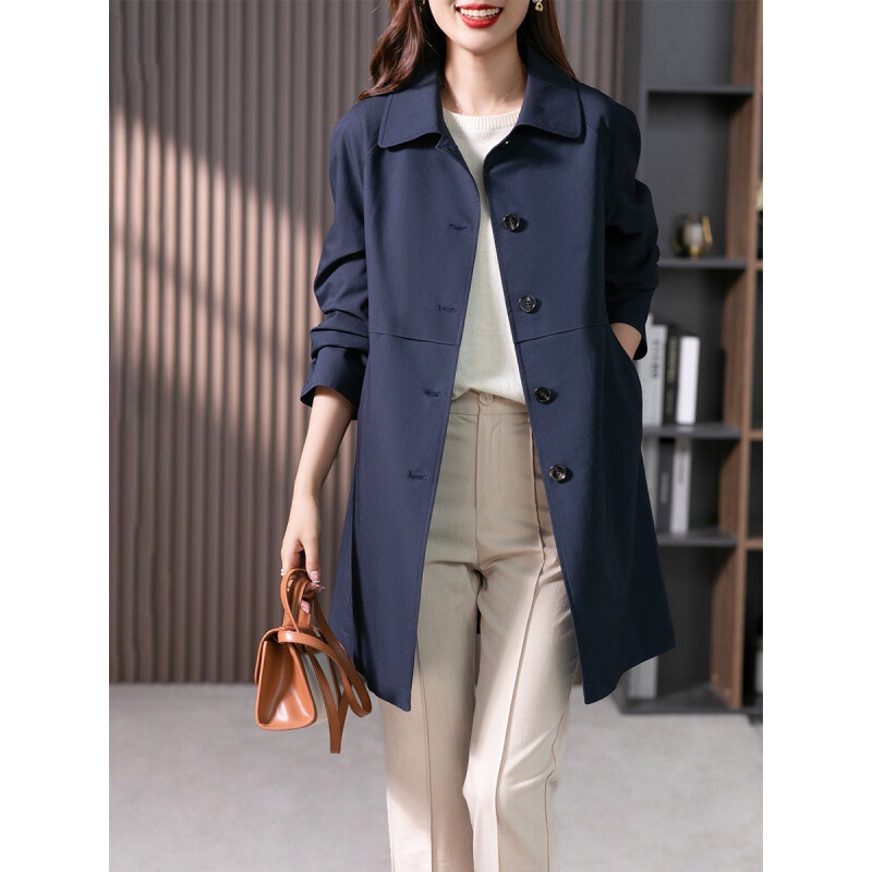 Original British-Style Trench Coat, Mid-Length, 2026 Spring New Model, European and American Style, Korean Version, High-End Straight-Cut Jacket