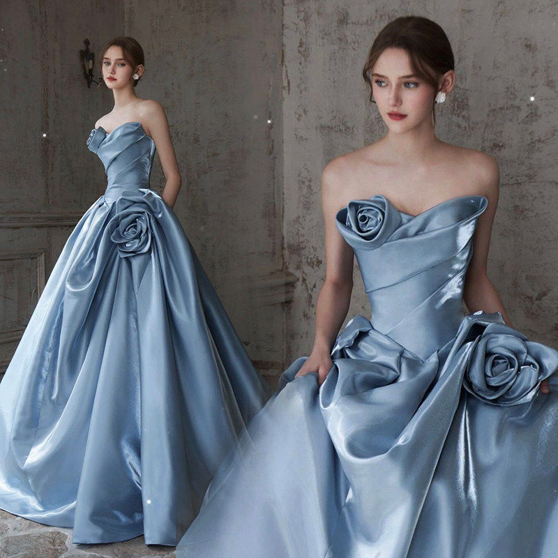 Blue Rose Birthday Party Host Piano Performance Art Exam Coming-Of-Age Ceremony Tutu Skirt Bride Engagement Evening Dress Wedding Dress Blue Rose Birthday Party Host Piano Performance Art Exam Coming-Of-Age Ceremony Tutu Skirt Bride Engagement Evening Dress Wedding Dress