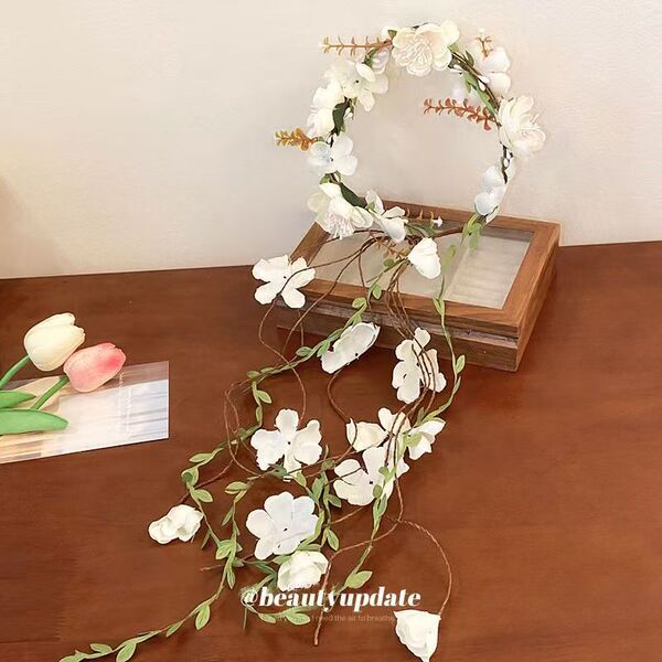 花朵造型藤蔓花朵枝叶流苏花环发箍森系时尚小清新头箍度假风批发