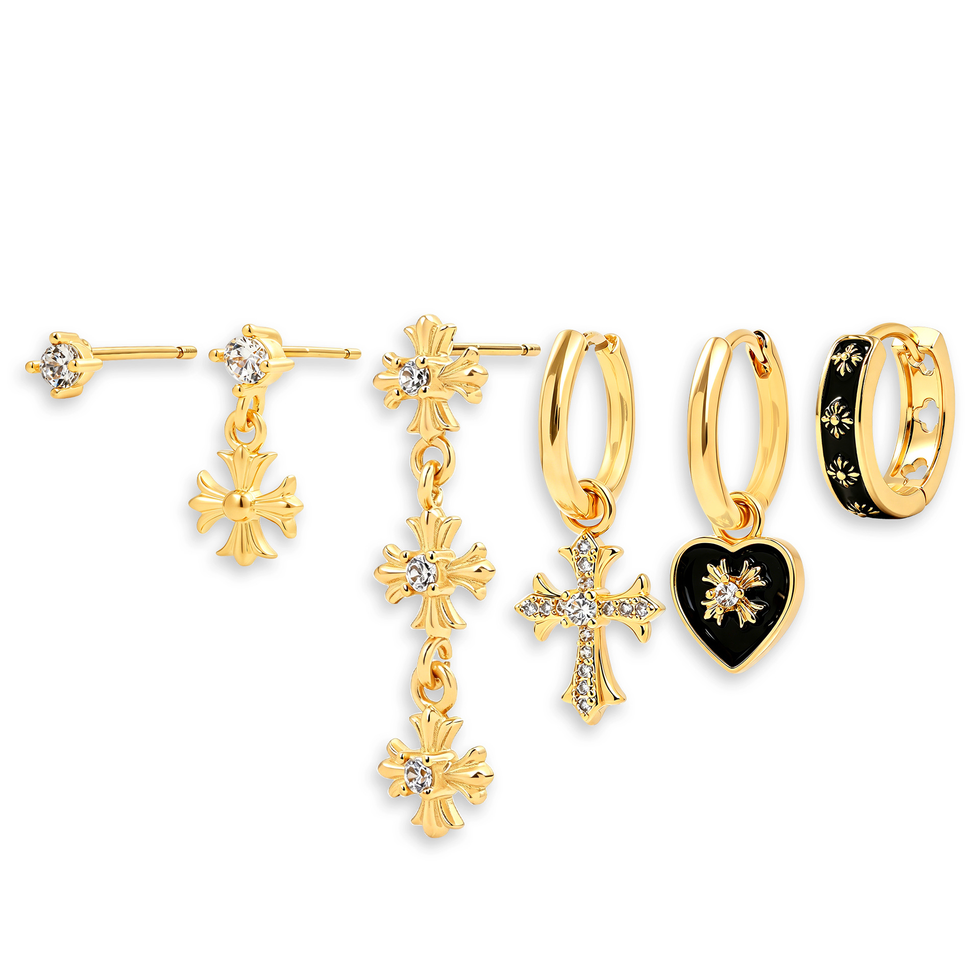 Pendientes de borla con cadena de estrellas y lunas de estilo europeo y americano, juego de pendientes de circonita con estrella de seis puntas para mujer, joyería de oro real de 18k.