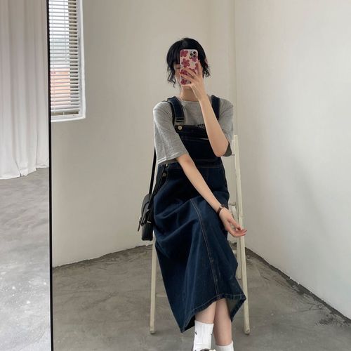 Vintage Cowboy Belts Dress for Women  Summer New Style Versatile Loose Slimming Mini Dress for Petite Women