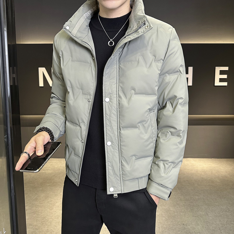 겨울 뉴 다운 재킷 남성용 수직 칼라 슬림 핏 따뜻한 뉴 GB 50 벨벳 따뜻한 화이트 덕 다운 재킷 남성용 코트 트렌디