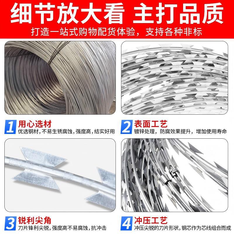 森至厂家学校部队高铁监狱防爬防盗刀片铁丝网刺丝滚笼刀片刺绳