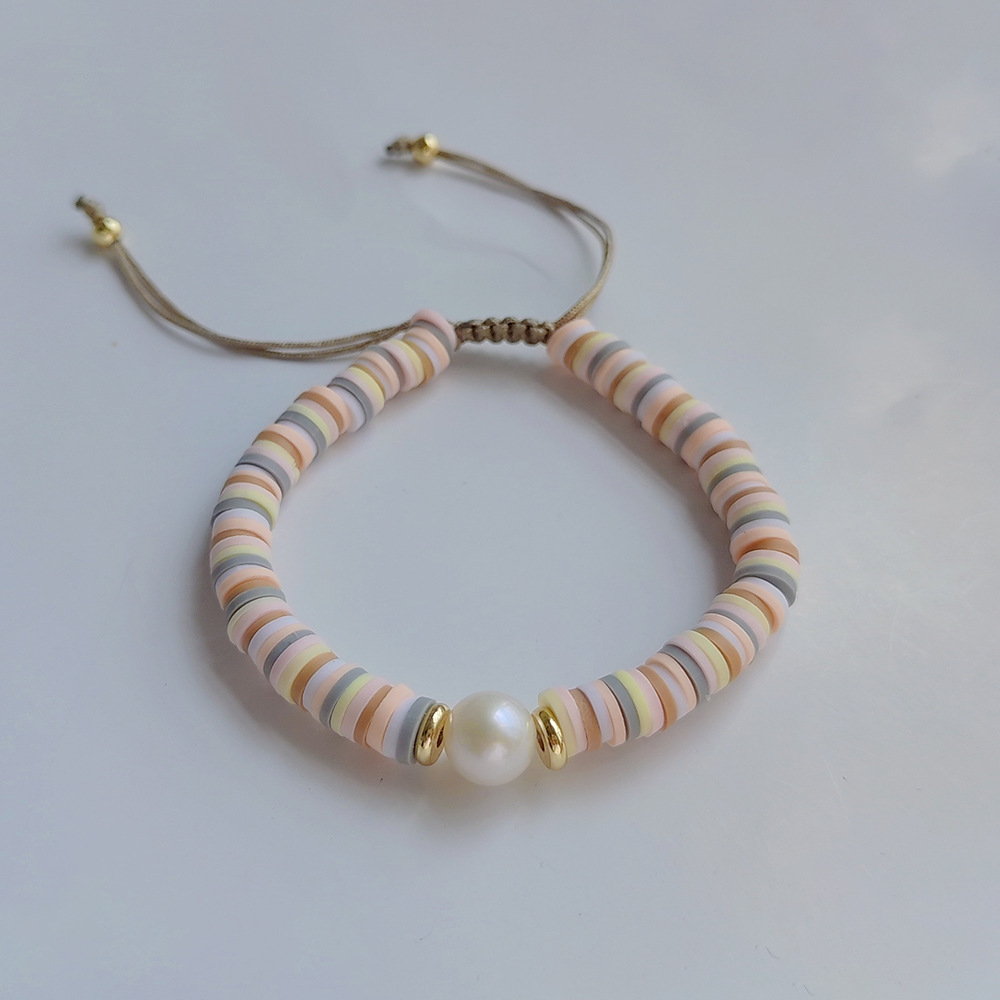 Bohemian Geometric Artificial Crystal soft clay Copper Beaded Pearl Womenu0027S Bracelets