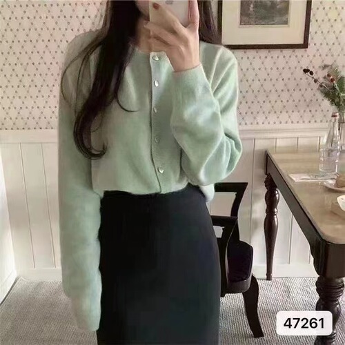 Cozy Pink Bear Fur Heart-shaped Button Cardigan for Women - Spring and Autumn Outerwear, Loose and Lazy Knit Small V-Neck Top