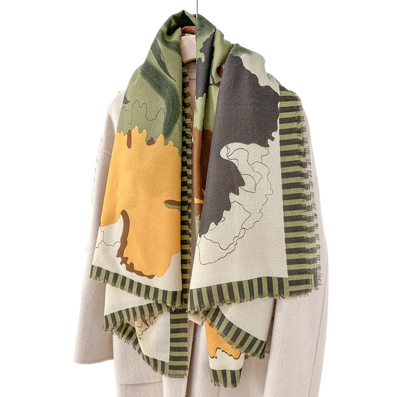 Europa y América tendencia transfronteriza red roja impresión floral de plantas toallas grandes nichos coreanos bufandas de seda delgadas