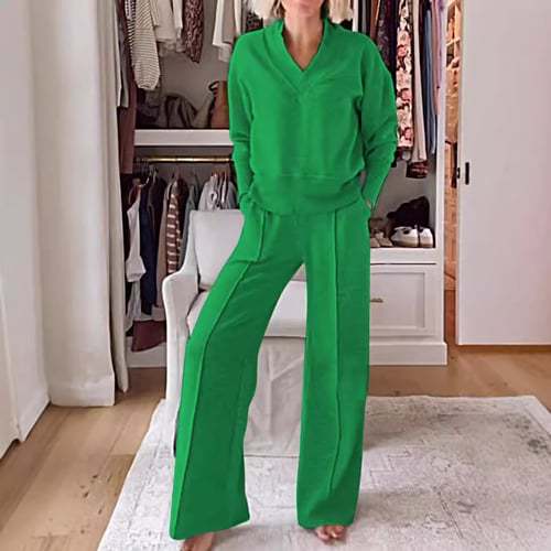 A Diario Mujeres Estilo Simple Color Sólido Poliéster Conjunto Coordinado De Sudadera Conjunto Coordinado De Pantalón Conjuntos De Pantalones display picture 7