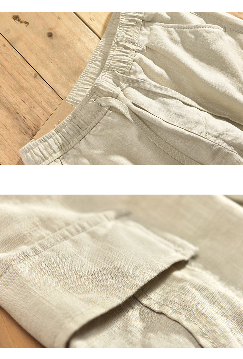 Men's Casual Multi-Pocket Linen Shorts 5