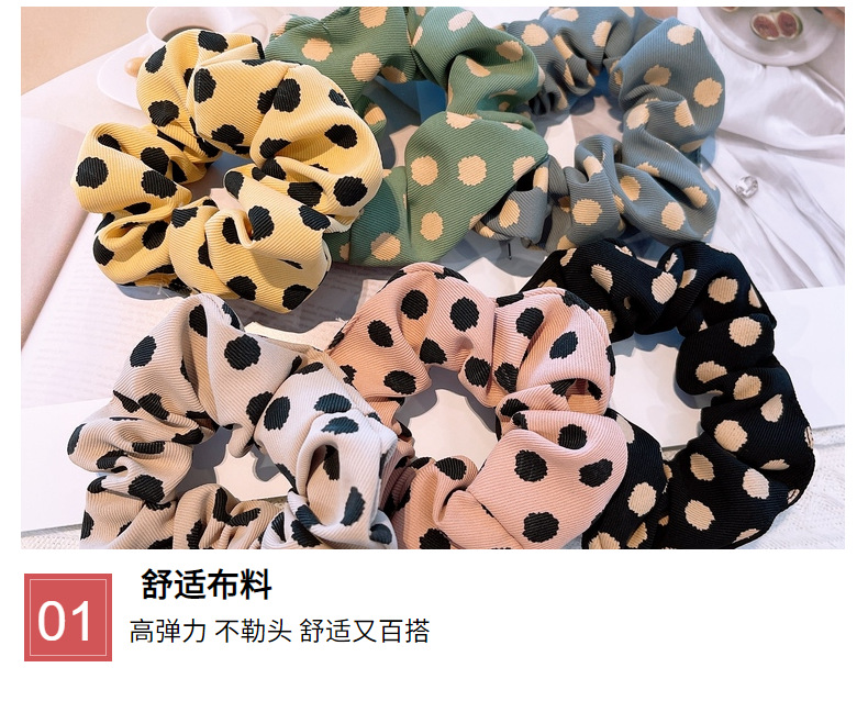 15g Weight Headwear Classification Birthday Occasion Geometric Pattern Women'S Gender Retro Style Khaki, White, Green, Blue, Yellow, Black Color Korean Retro Letter Wave Dot Hair Scrunchies 9