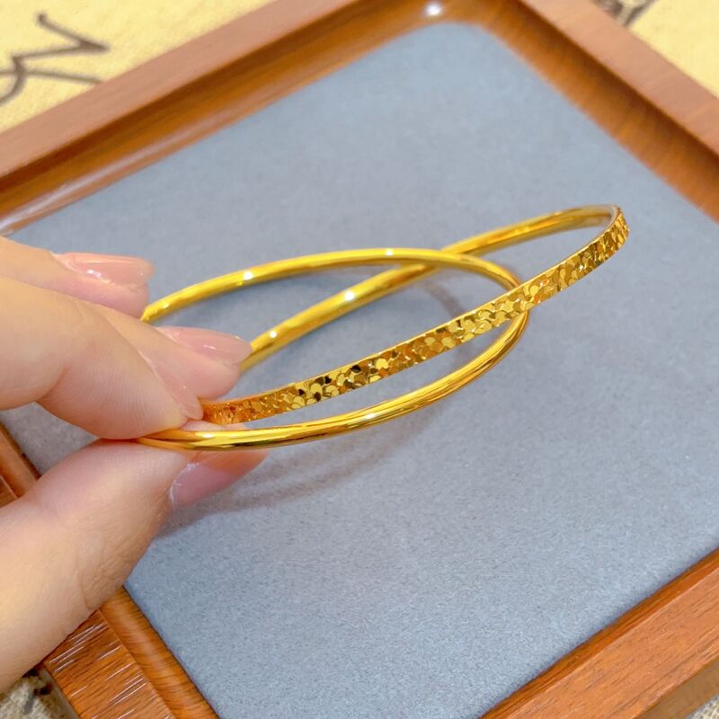 Live Explosions Crushed Ice Double Ring Bracelet Internet Celebrant Same Crushed Ice Pattern Joker Double Ring Bracelet Imitation Gold Bracelet