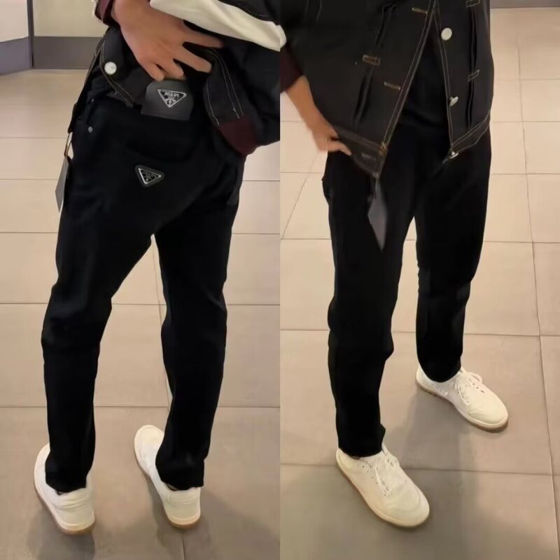 2026 Letter Print Hong Kong Style Trendy Men's New Jeans Hip-Hop Ins Fashion High Street Style Cool Long Pants Summer Thin Version