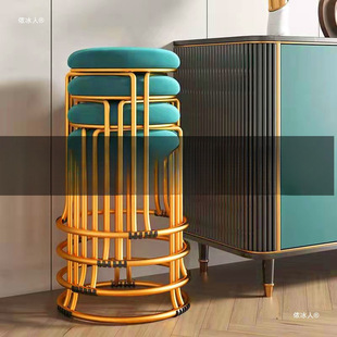Stool Household Stackable Round Stool Light Luxury High-end Sense Standby Small Stool Internet Popular Dining Table Stool Modern Simple Bench
