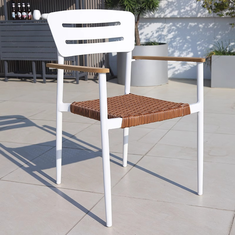 Sillas al aire libre nórdicas patio al aire libre villa silla de jardín silla de relajación silla de comedor de aluminio de caña