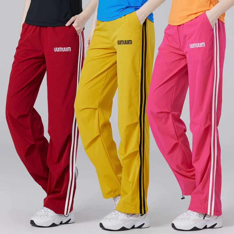 Летние новые стильные быстросохнущие широкие прямые брюки для квадратных танцев, спортивные повседневные брюки для аэробики, танцевальные брюки, тонкий стиль