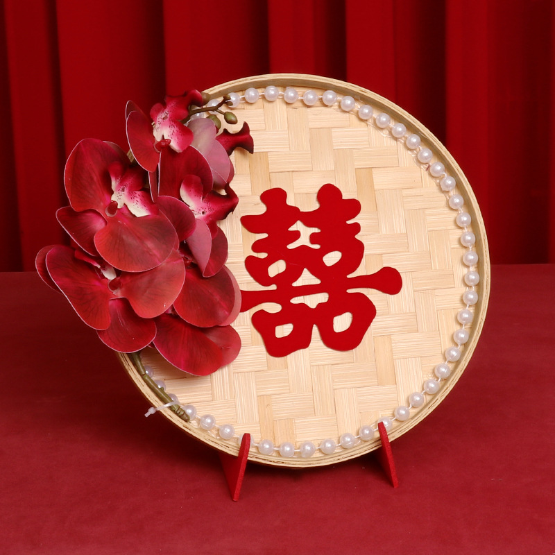 Dustpan ornament set-(burgundy flower + grassxi) 1 set 300g
