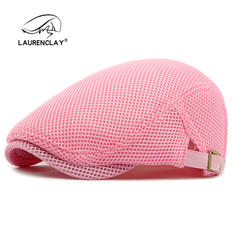 Boina de verano de las mujeres delgada malla hueca transpirable gorra de pico de estilo coreano de los hombres tablero de Luz Retro tapa de protección solar tapa delantera